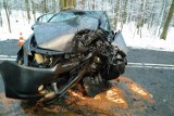 Wypadek w Palowicach. 60-latek wjechał w drzewo [ZDJĘCIA]