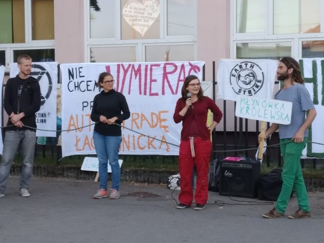 Mieszkańcy protestowali przy ul. Pszczelnej przeciwko Trasie Łagiewnickiej i betonowaniu miasta