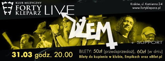 Forty Kleparz, ul. Kamienna 2-4, Kraków

31 marca 2016 (czwartek), 20.00

Koncert legendy polskiego rocka, polskich Roling Stonsów. Fantastyczny wieczór pełen wspaniałej muzyki i wspomnień, który na zawsze zapadnie w pamięć, bo DŻEM to coś więcej niż muzyka. To kult, styl życia i prawdy, które każdy z nas adoptuje do swojego życia.

Bilety:
60/50 zł