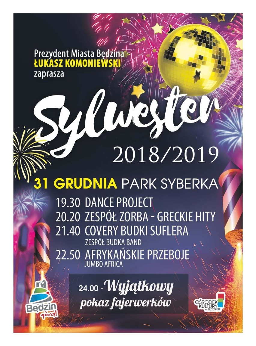 Sylwester 2018/2019 w Będzinie w Parku Syberka [PROGRAM].