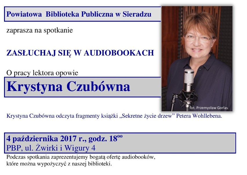 Krystyna Czubówna w Sieradzu - w środę 4 października w Powiatowej Bibliotece Publicznej