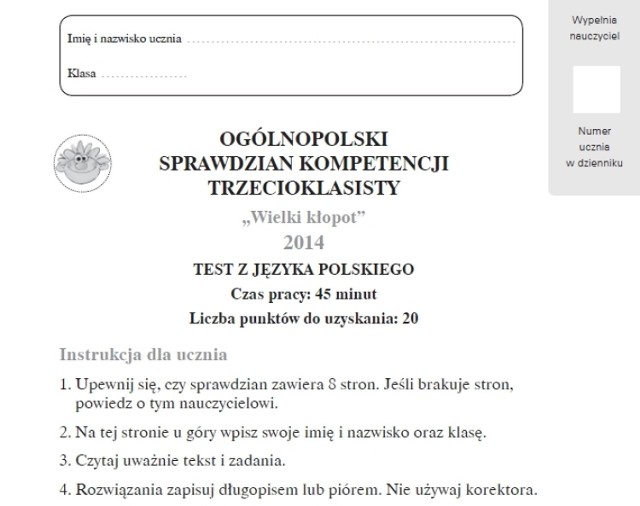 Sprawdzian trzecioklasisty 2014 z Operonem. Język polski [ARKUSZE i ODPOWIEDZI]