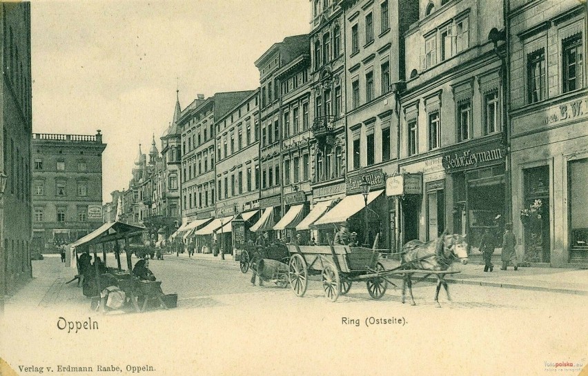 Wschodnia pierzeja opolskiego rynku, rok 1902.