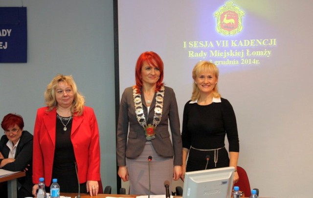 Prezydium Rady Miejskiej Łomży: Alicja Konopka, Bernadeta Krynicka, Bogumiła Olbryś
