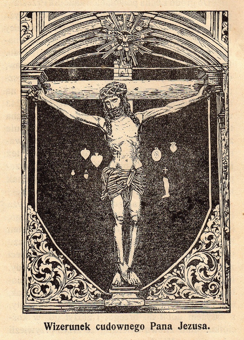 Ilustracja z książeczki ks. Skoniecznego. Cudowny Krzyż z kościoła św. Krzyża