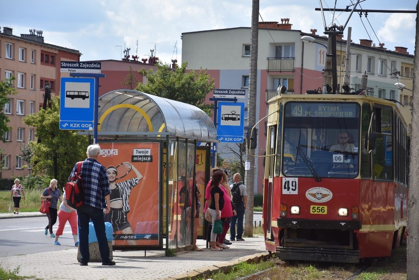 Linia tramwajowa pomiędzy centrum Bytomia a Stroszkiem