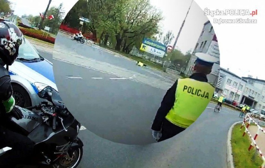 Motocyklista potrącił policjanta w Dąbrowie Górniczej i odjechał