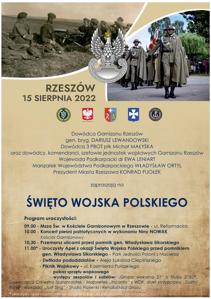 Święto Wojska Polskiego w Rzeszowie. Sprawdź program uroczystości 15 sierpnia