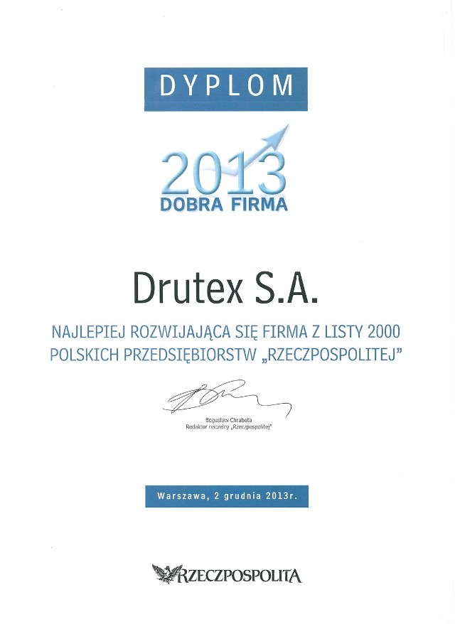 Drutex wśród 20 najlepszych firm w Polsce