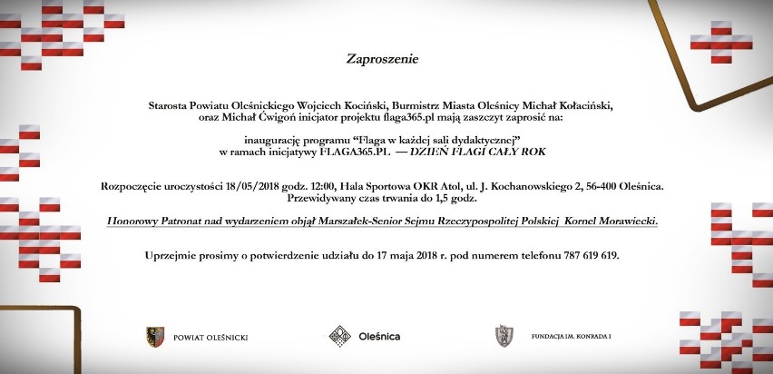 Michał Ćwigoń zaprasza na inaugurację projektu Flaga365.pl Dzień Flagi Cały Rok