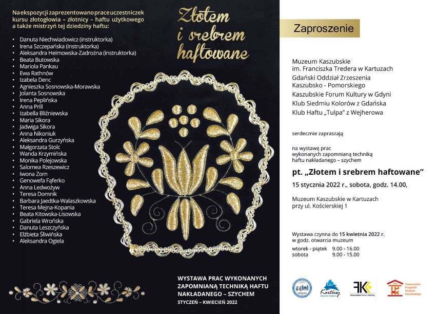 Muzeum Kaszubskie w Kartuzach. 15 stycznia wystawa "Złotem i srebrem haftowane"