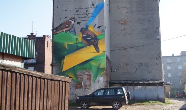 Mural przy ul. Przedborskiej w Radomsku na pamiątkę Różewicz Open Festiwal 2013