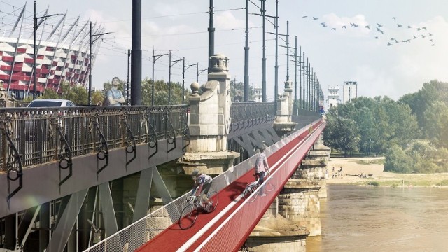 Kładka rowerowa Mostu Poniatowskiego autorstwa Kamy Wybieralskiej i Mikołaja Molendy