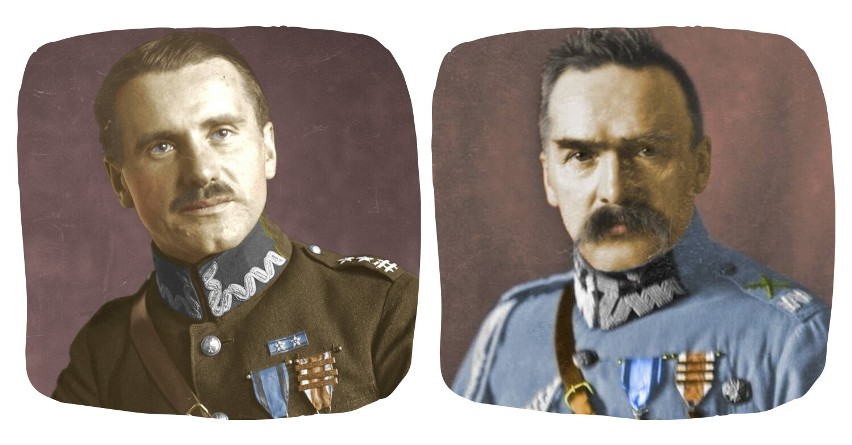 Od lewej: płk Marian Ocetkiewicz i marsz. Józef Piłsudski