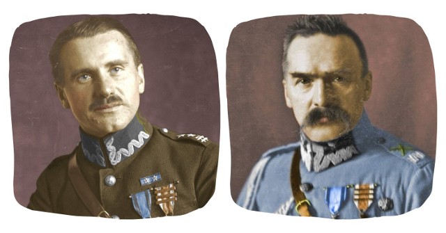 Od lewej: płk Marian Ocetkiewicz i marsz. Józef Piłsudski