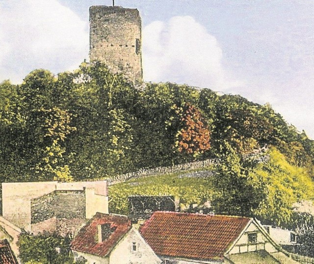 Góra Zamkowa z oryginalną wieżą Klimek, zburzoną w 1945 r.