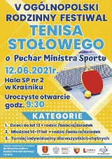V Ogólnopolski Rodzinny Festiwal Tenisa Stołowego o Puchar Ministra Sportu odbędzie się w Kraśniku 