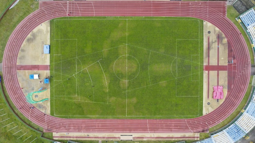 Tak prezentuje się Stadion Miejski w Toruniu z drona.