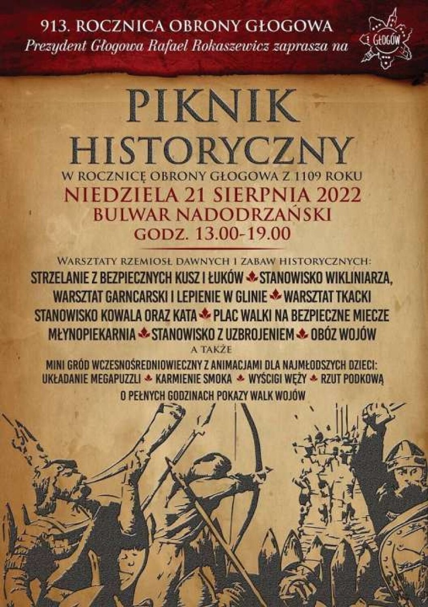 Piknik historyczny w rocznicę obrony Głogowa. Miasto zaprasza na imprezę - niedziela, 21 sierpnia, Bulwar nad Odrą