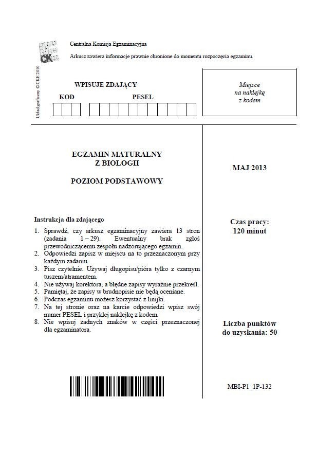 MATURA 2013 biologia: ODPOWIEDZI, mamy ARKUSZE [poziom podstawowy]