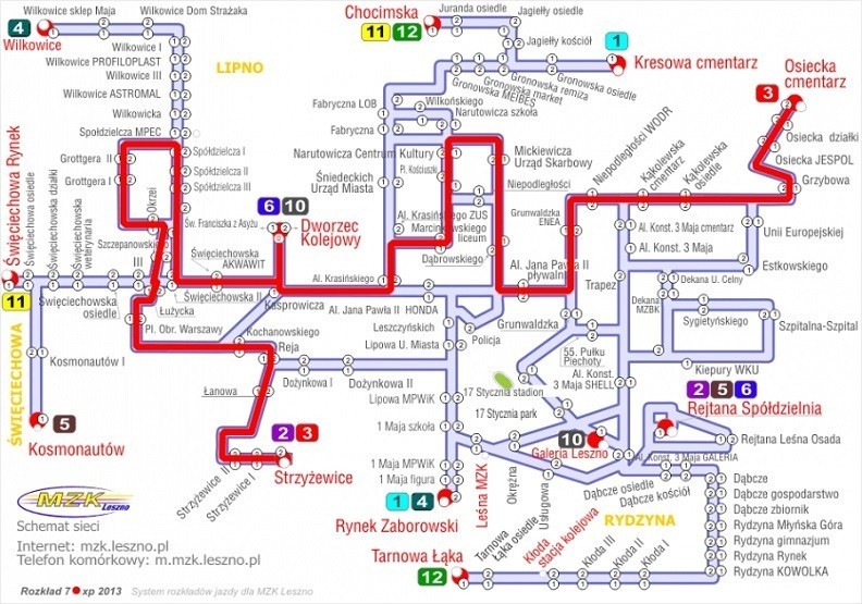 Schemat trasy linii nr 3.