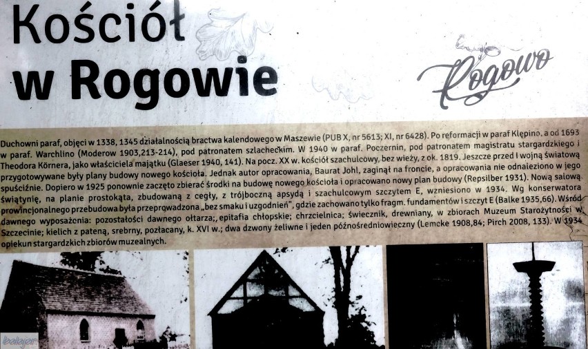 Rogowo. Miejscowość w średniowieczu należała do miasta Stargard. Wieś była podzielona na dwie części