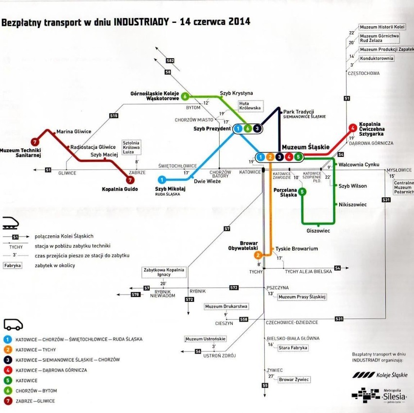 Mapka bezpłatnych przejazdów - Industriada 2014