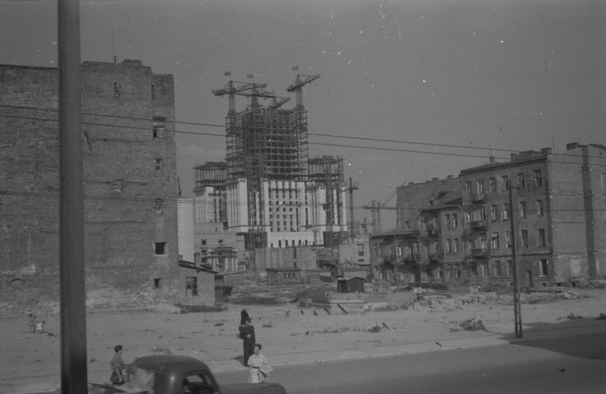 Budowa Pałacu Kultury i Nauki, lipiec 1953.