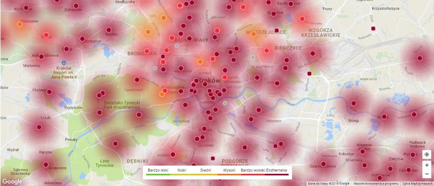 Fatalna jakość powietrza w Krakowie. Najgorzej jest w Nowej Hucie i Bronowicach