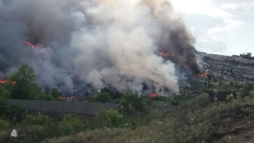 Wielki pożar śmieci na wysypisku na Witosa w Radomiu (ZDJĘCIA)