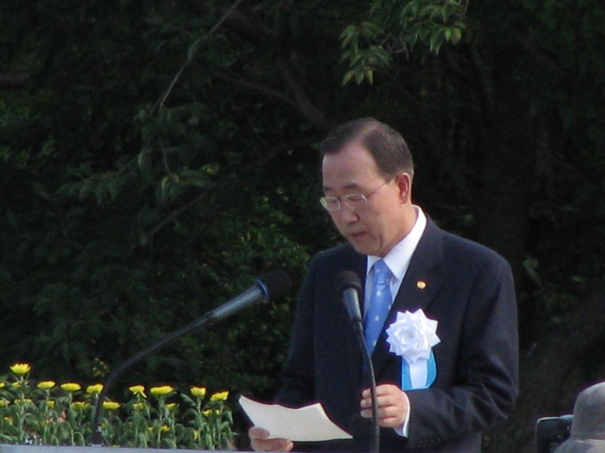 Ban Ki-Moon na obchodach zrzucenia bomby atomowej, Hiroshima...