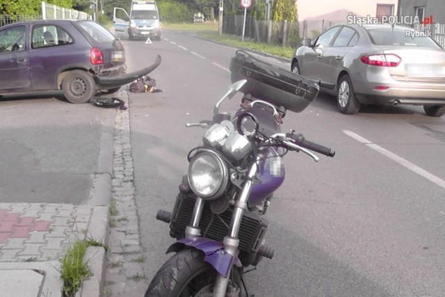 Wypadek w Rybniku: 31-letni motocyklista w szpitalu