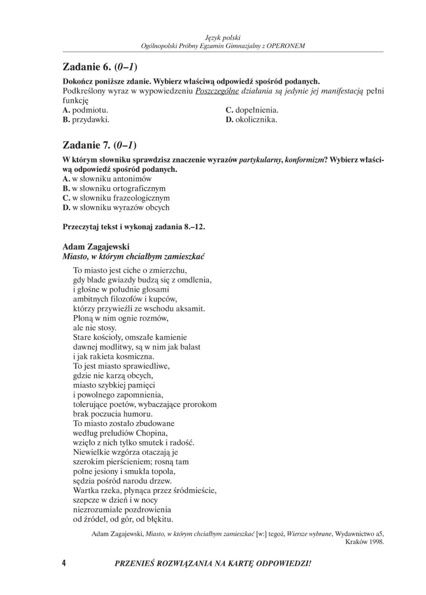 Egzamin gimnazjalny 2019 POLSKI: ODPOWIEDZI i ARKUSZE CKE....