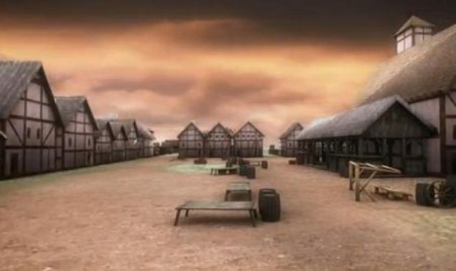 Kadr z filmu prezentującego rekonstrukcję miasta Nieszawa.