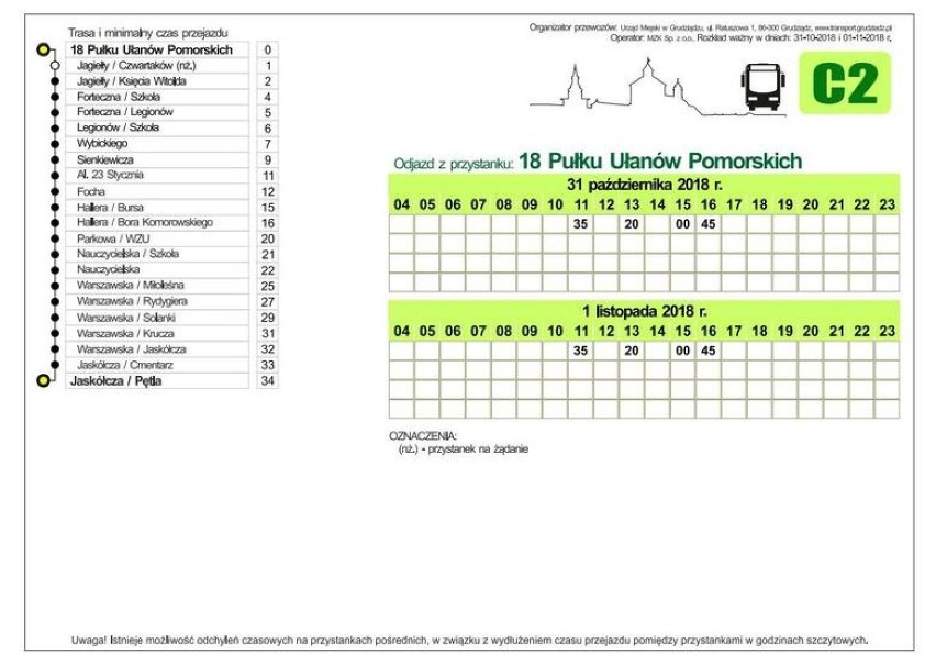 Na cmentarze w Grudziądzu pojedziemy specjalnymi autobusami linii C [rozkład jazdy]