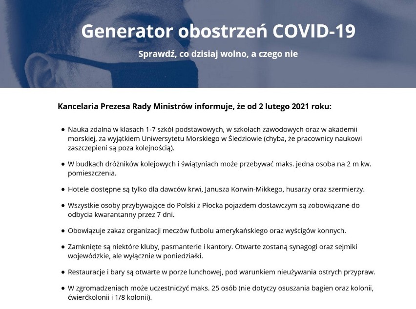 Obostrzenia koronawirusowe z generatora oswajają pandemiczną...