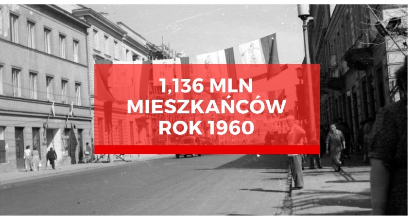 W 1960 roku w Warszawie mieszkało 1,136 mln osób (54%...