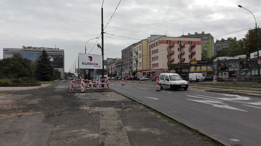 Nowe zwężenie i tymczasowe rondo na 3 Maja w Sosnowcu ZDJĘCIA i WIDEO