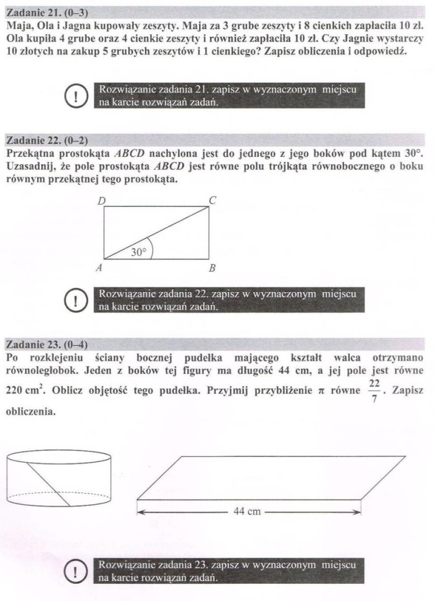 Matematyka Egzamin Gimnazjalny 2015. Odpowiedzi i arkusze