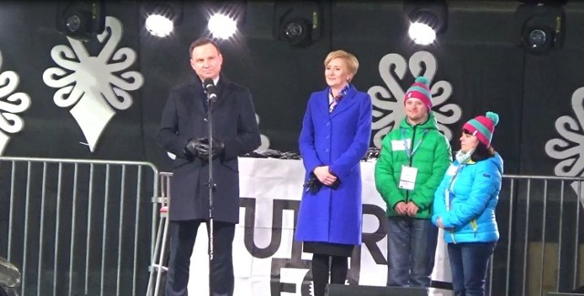 Prezydent RP Andrzej Duda z małżonką podczas ceremonii otwarcia Igrzysk Olimpiad Specjalnych.