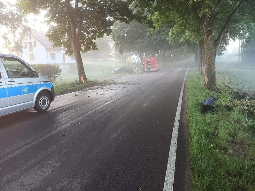 Wypadek w Lubieszynie. 19-latka pomyliła hamulec z gazem i uderzyła w drzewo