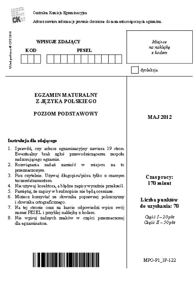 4 maja 2012 maturzyści w całej Polsce pisali maturę z języka ...