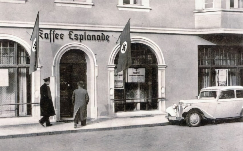 Kaffe Esplanade w czasach II wojny światowej. Pocztówka z...