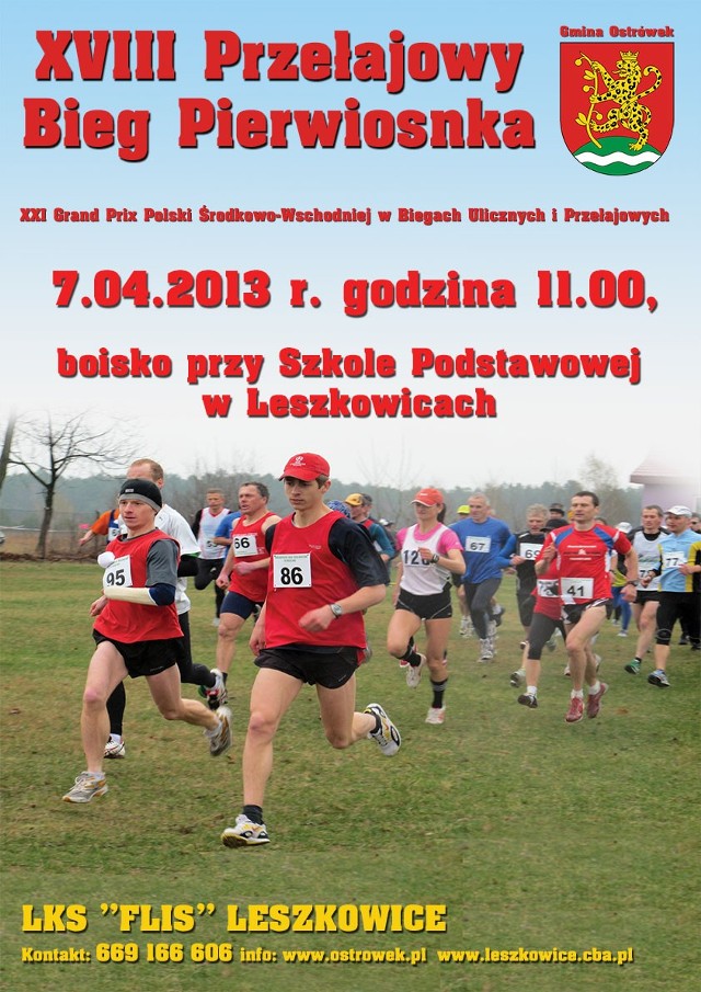 7 kwietnia w Leszkowicach odbędzie się XVIII Przełajowy Bieg Pierwiosnka.