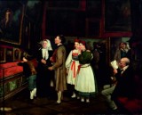 Obraz „Wizyta w galerii” Augusta Ludwiga Mosta można oglądać w Szczecinie