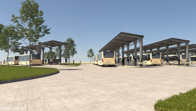 Tak mają wyglądać przystanki autobusów miejskich i autobusów wahadłowych przed budynkiem terminala.