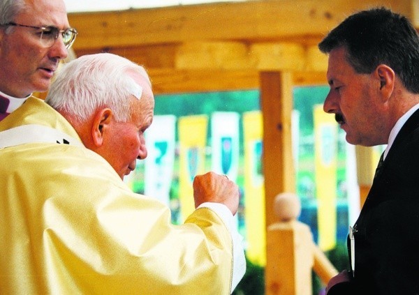 Leszek Grądalski podczas spotkania z papieżem w Starym Sączu