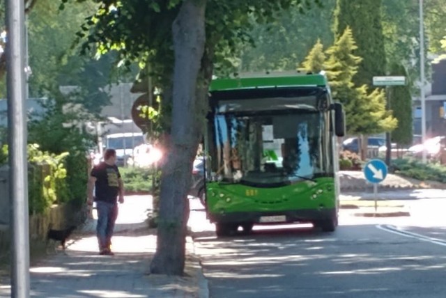 Uszkodzony autobus na ulicy Powstańców Wielkopolskich