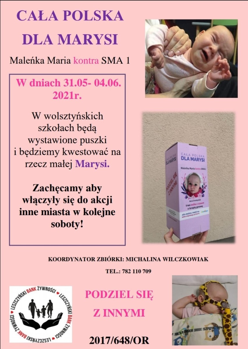 Wolsztyn. Zbiórka dla Marysi z SMA1 podczas Dnia Dziecka oraz w wolsztyńskich szkołach