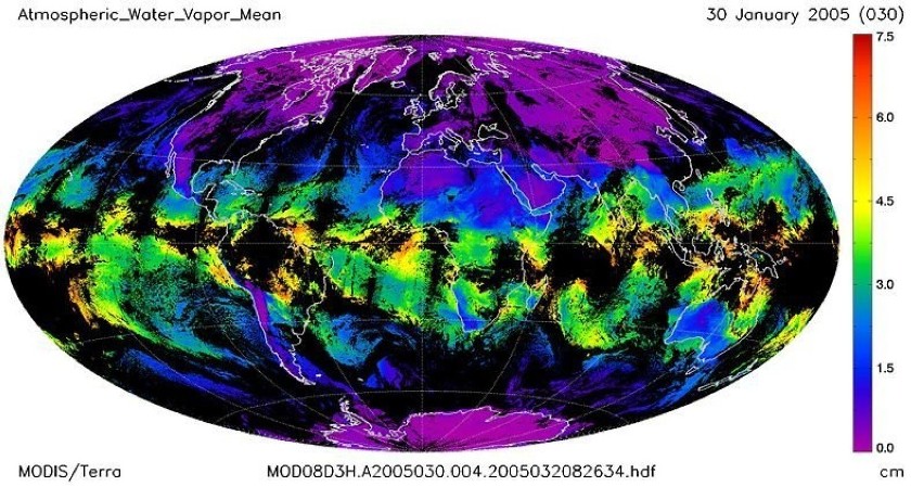 Rozkład pary wodnej w atmosferze